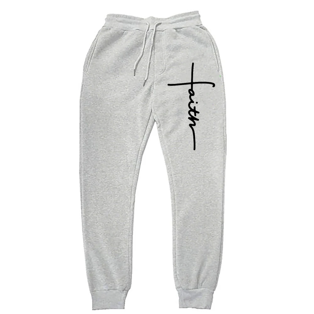 Christian Apparel Faith Sweatpants Religious Print Fleece Trousers Jesus Unisex Hip Hop Streetwear Jogging Pants