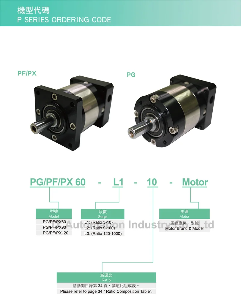 100% Taiwan Original New VGM Planetary Reducer PG Series PG90L2-15-16-8