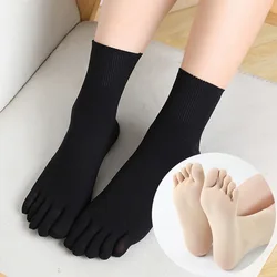5 Pairs Women Men Nylon Toe Socks Solid Black White Ladies Girls Fashion Transparent Compression Thin Silk Socks Five Fingers