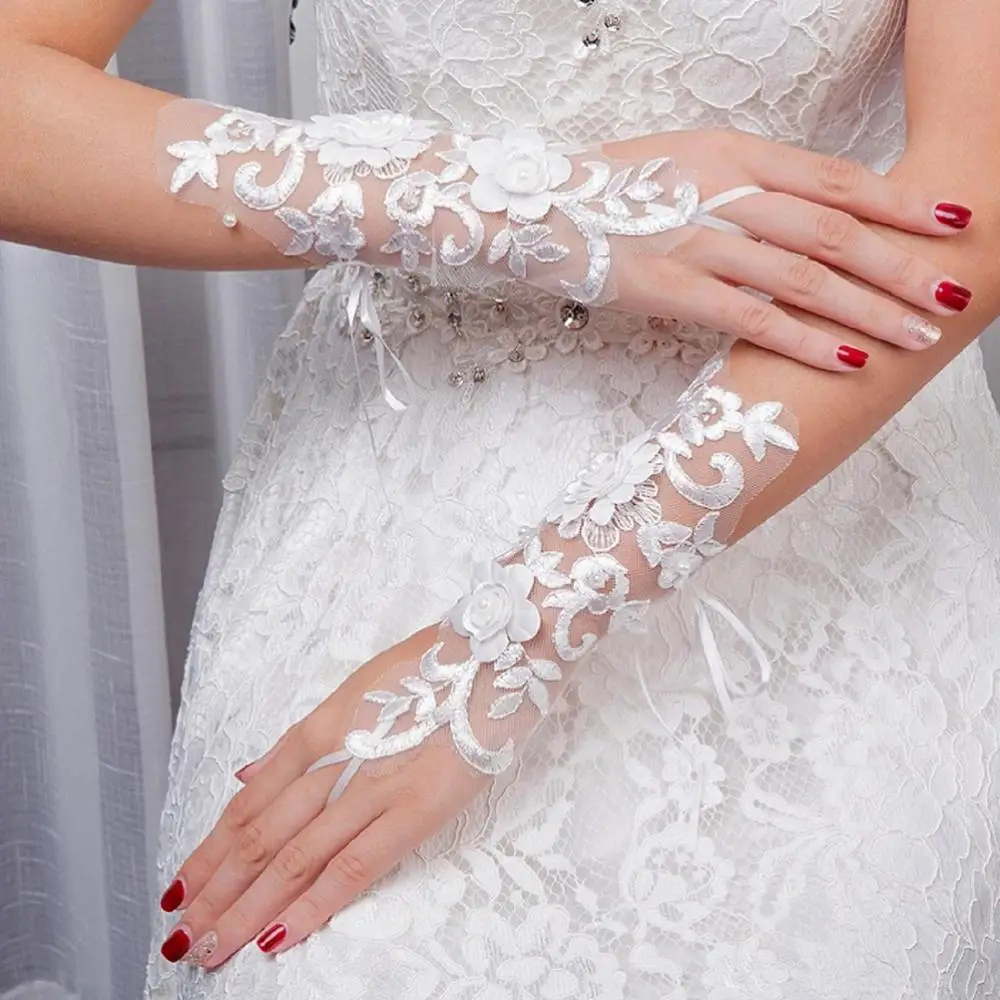 Guantes cortos de dedo completo para novia, accesorios de boda para boda, baile de graduación, guante de noche, moda 2019