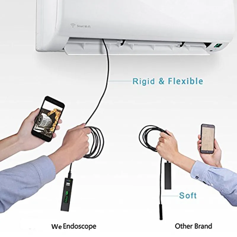 Wifi USB Borescope IP68 Waterproof Inspection Camera 1200P HD Flexible Cable for Smartphone Wireless Endoscope