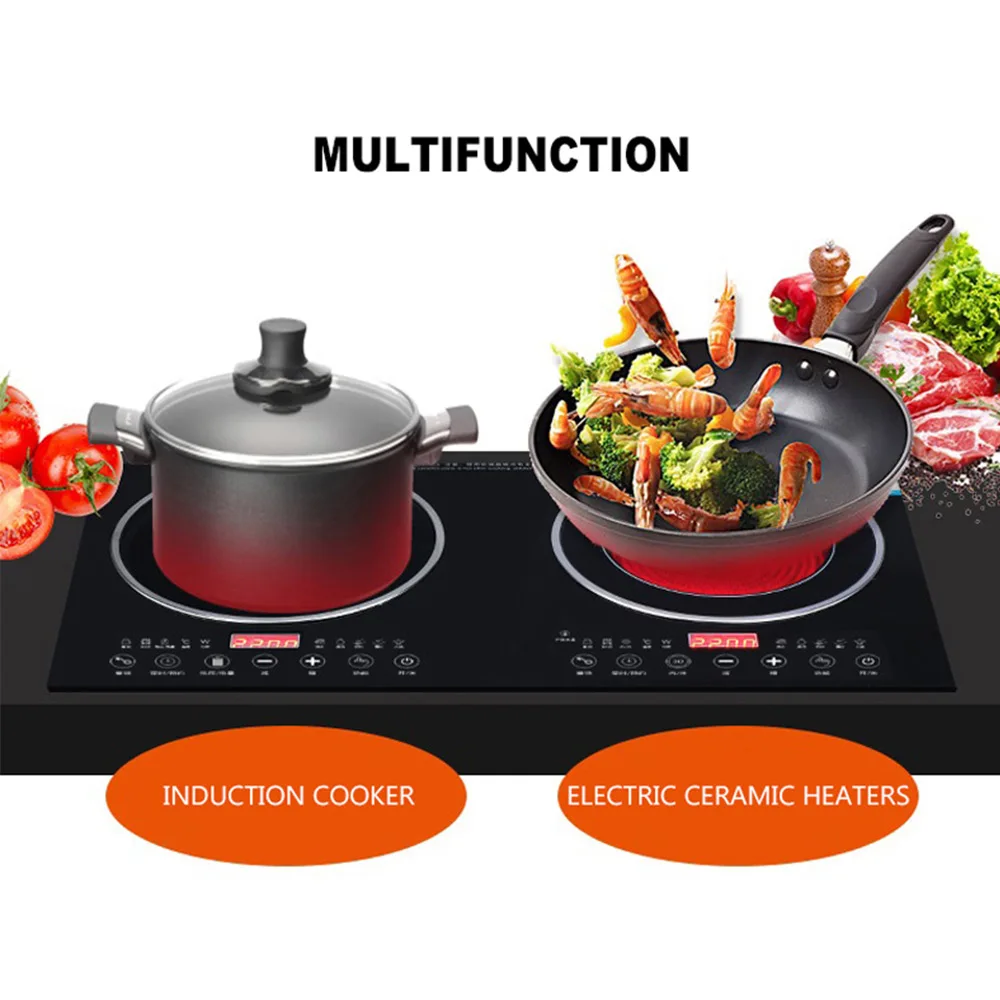 Household Double Induction Cooker Electric Hob Kitchen Embedded Electric Ceramic Stove Smart Electric Cooking Stove