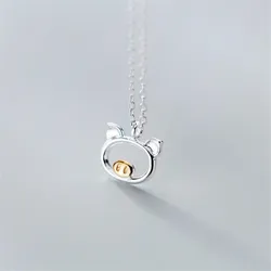 New Creative Beautiful Cute Piglet Female Simple And Lovely 925 Sterling Silver Jewelry Personality Pig Animal Necklaces XL160