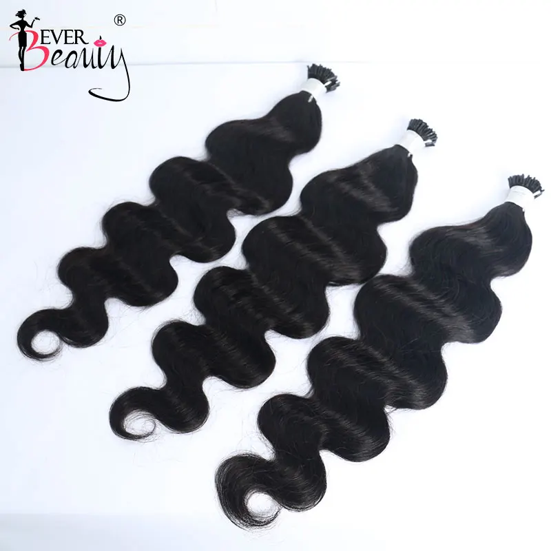 Body Wave I Tip Human Hair Extensions Microlinks Brazilian Virgin Hair Bulk 100% Human Hair Natural Black For Women Ever Beauty