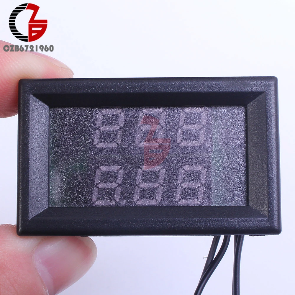 3 Digit 0.28 Inch DC 4V-28V Dual Thermometer Dual LED Display NTC Waterproof Sensor Thermal Thermo Meter 5V 12V 24V  Tem Tester