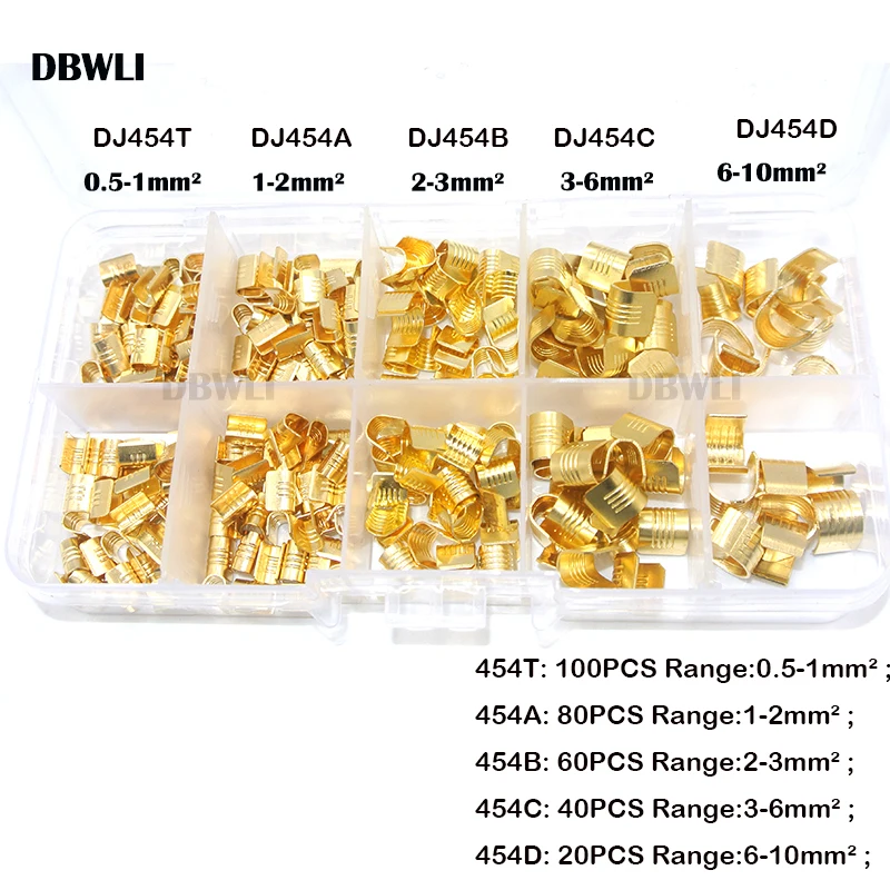 300Ppcs DJ454  U-Shaped Copper Wire Crimps Terminal Cold Pressing Connectors Cable Lug For Wire Tab Terminal With Plier