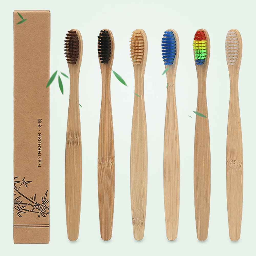 50pcs Eco-Friendly Natural Bamboo Tooth Brush Toothbrush Soft Capitellum Fiber Toothbrush Bamboo Tooth Brush Oral Care Supplies