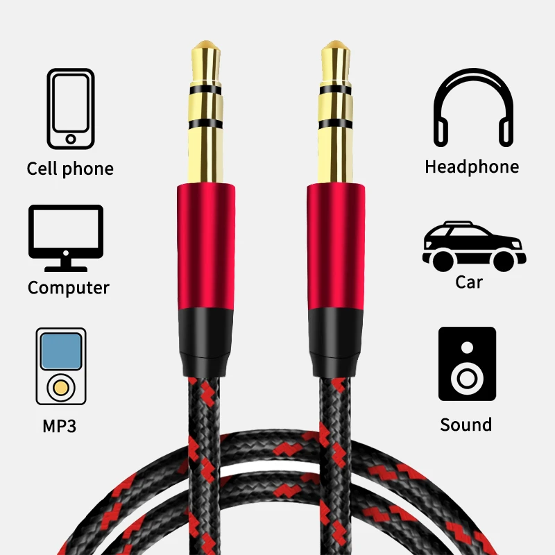 Przedłużacz Jack 3.5mm kabel Audio kabel Audio kabel Aux 0.5m/1m/2m/3m dla iPhone Samsung słuchawki samochodowe Xiaomi Audio Jack