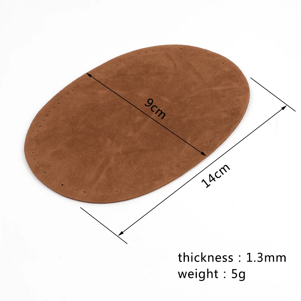 Genuine Suede Leather Patch with Pin Hole DIY Oval Soft Leather Sheet for Cardigan Clothes Bag Handbag Sewing Accessories 14*9cm