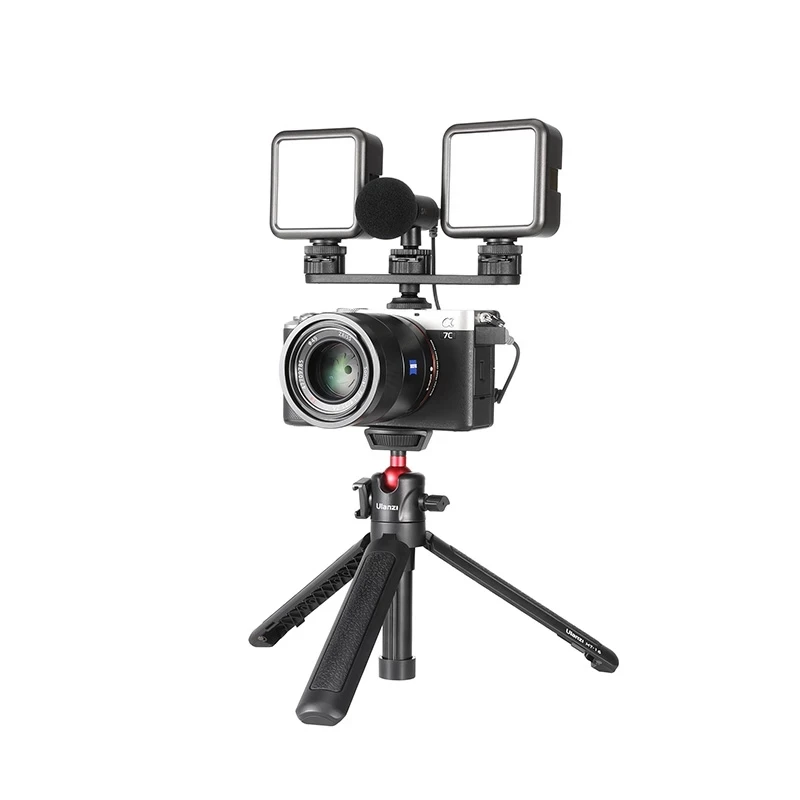 For Ulanzi PT-23 Triple Cold Shoe Bracket Mount Holder Nikon Canon Sony DSLR SLR Camera Monitor Mount Smartphone Vlog Bracket