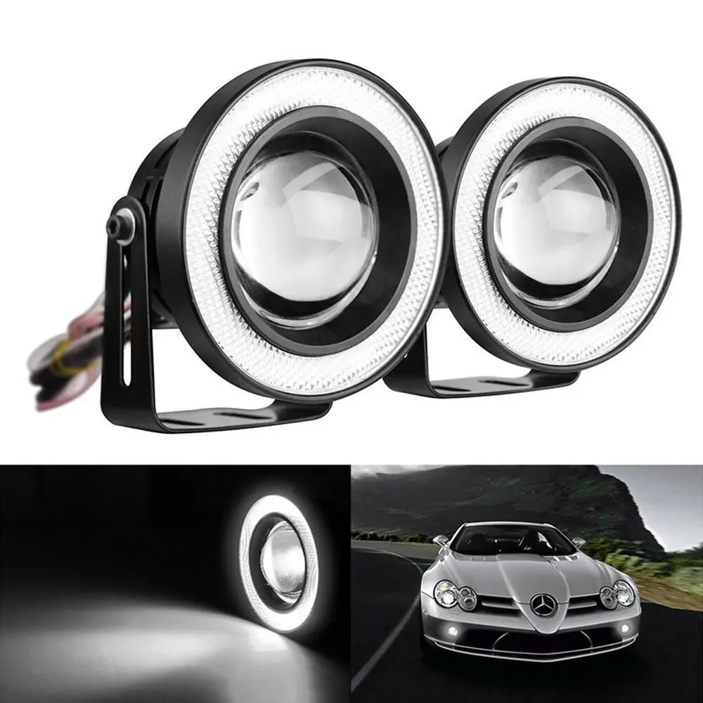 

Angel Eyes Car Fog Light 12V 10W COB LED Universal Daytime Running Light 64mm 76mm 89mm Highlight Auto Turning Lamp