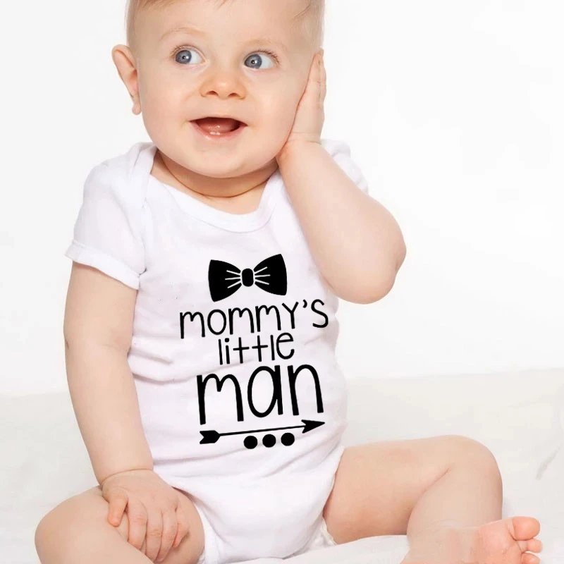 Mommy's Little Man Newborn Baby Bodysuits White Cotton Baby Boys Rompers Funny Body Baby Clothes Outfits Sleepwear