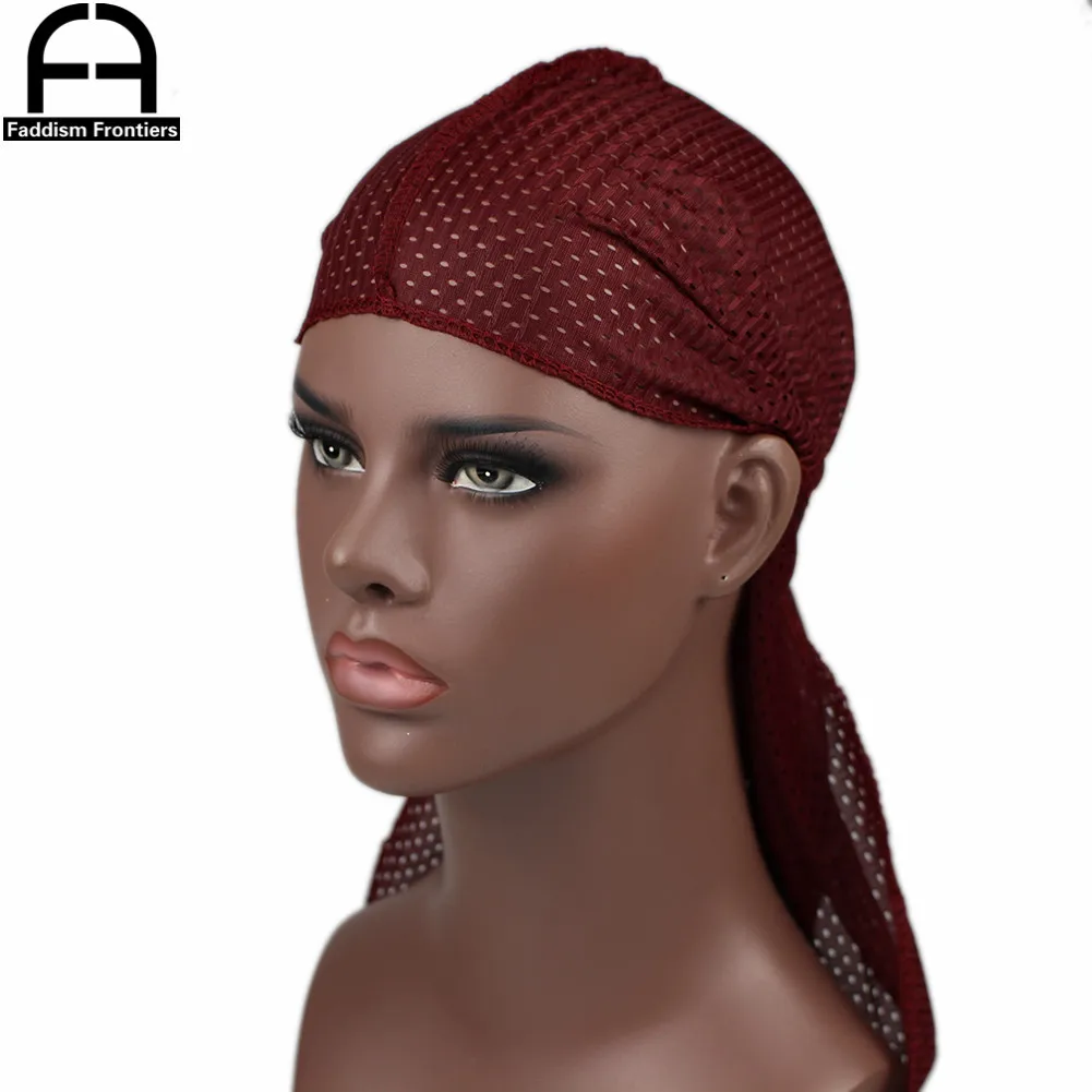 Sommer Männer Mesh Durag Atmungsaktive Lange Schwanz Durags Bandanas für Männer Welle Do DuRag Lumpen – Detail 14