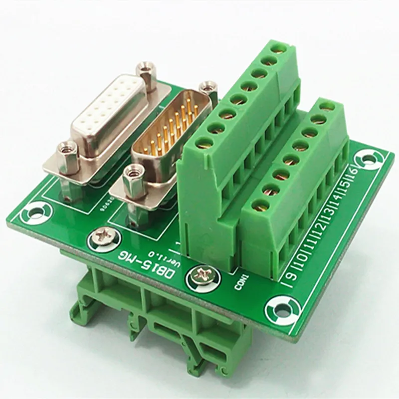 

D-SUB DB15High QualityMale / Female Header Simple DIN Bracket Breakout Board, Terminal Block, Connector.