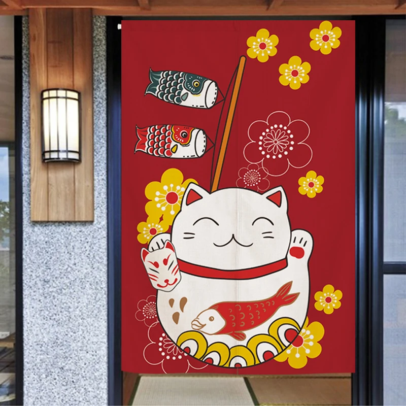 Japanese door curtain partition curtain zhaocaimao kitchen oil smoke proof door fabric semi curtain and wind shade decoration