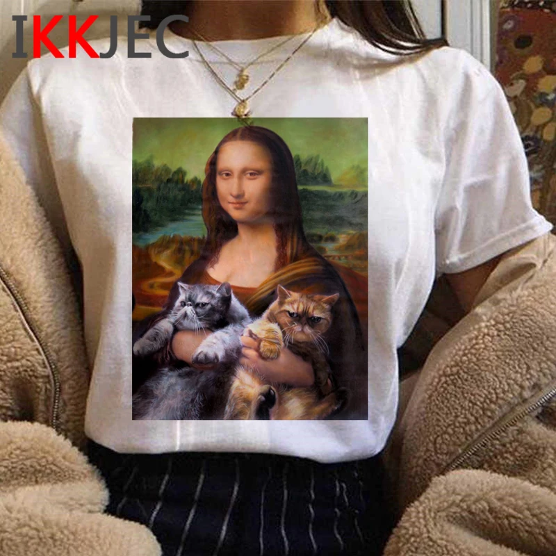 

Mona Lisa Aesthetic Vintage T Shirt Women Funny Cartoon Harajuku T-shirt Ladies Graphic Fashion Tshirt Streetwear Top Tee Female