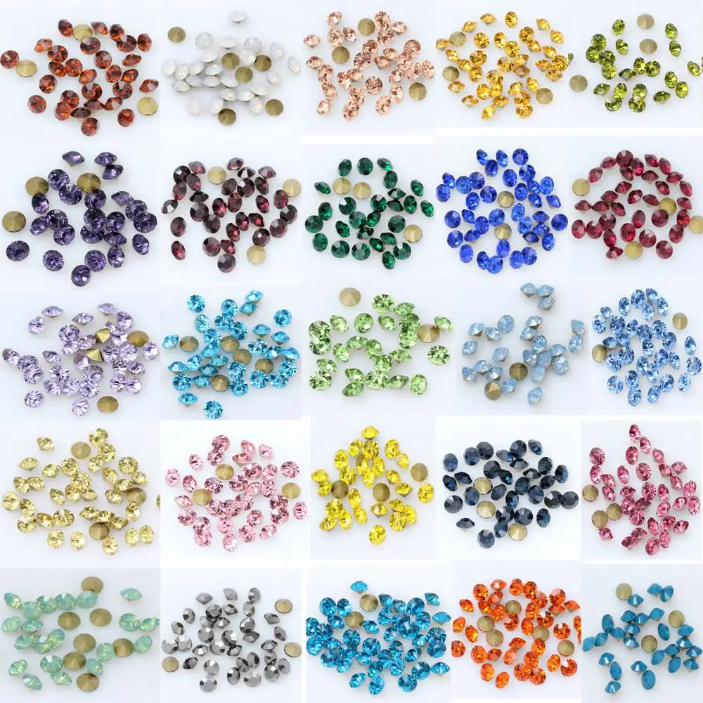 SS19 20 22 25 27 30 32 Czech crystal All Colors bead Coin pointed back Round bead Rhinestone Glitter For Jewelry Nail Making Diy