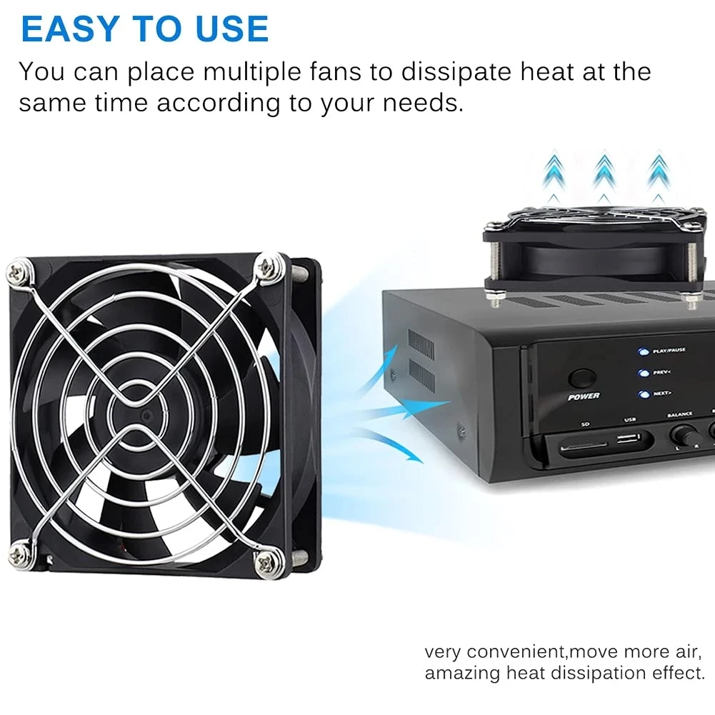 USB Fan 80x80x25mm DC 5V 80mm 8025 Brushless Computer Case Cooling Fan with Metal Grill