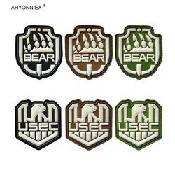 AHYONNIEX 1PC Fashion PVC Tactical Military Patch Bear USEC Game Badge Rubber Stickers Morale DIY Decorations