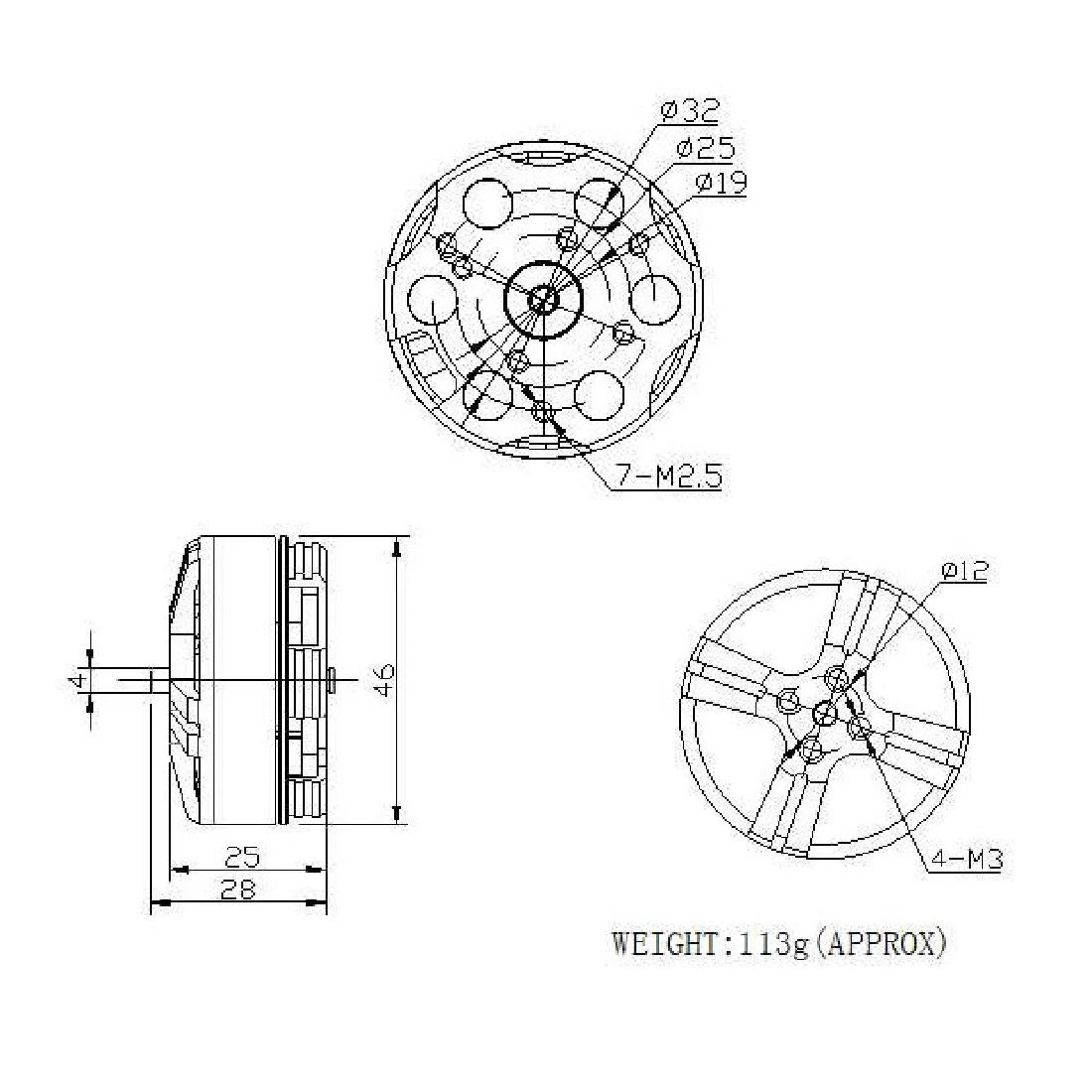 FEICHAO 4108 380KV 580KV 720KV Bürstenloser Motor 3-6S + 13x5,5 3K Propeller CW CCW 1555/1355/1055 Propeller für Multi-Rotor-Copter – Detail 2