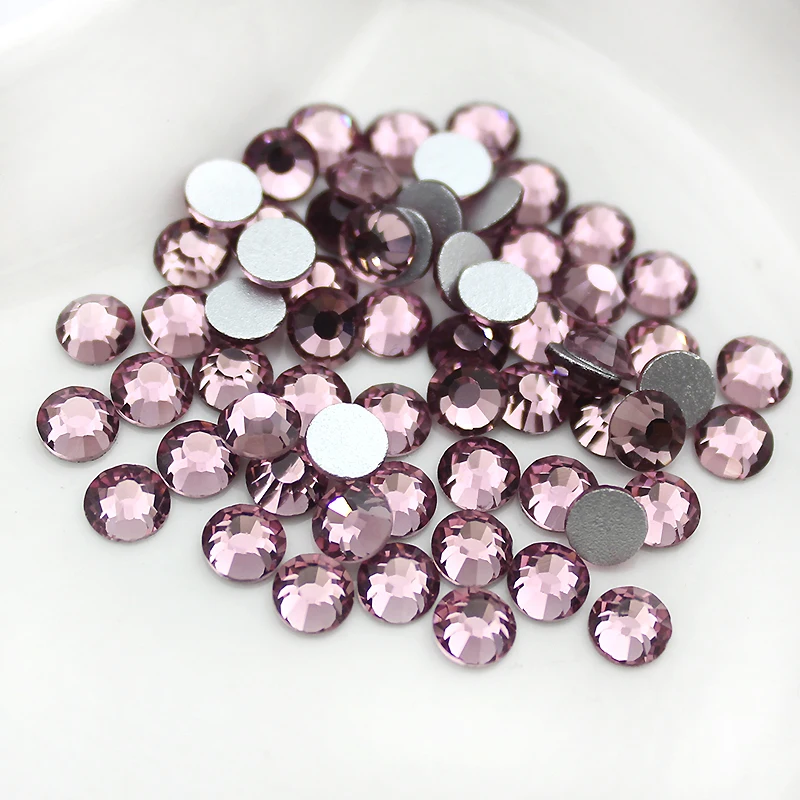 YL High Quality 1440 pcs/pack Light Amethyst Non-Hot fix Swarovsky Rhinestones SS3-SS34 Crystal Strass Many Clothes DIY Garment