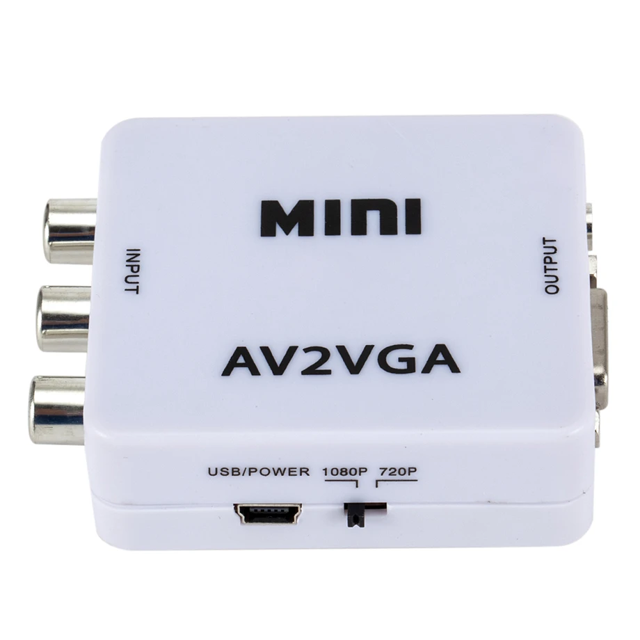 Pzzpss 1080p mini conversor de vídeo rca av para vga conversor de vídeo com áudio de 3.5mm av2vga/cvbs + áudio para pc hdtv