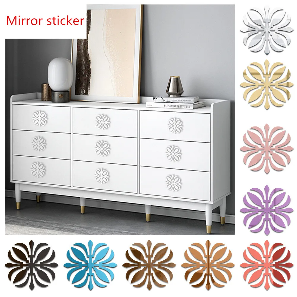 Furniture Cabinet Old Wall Renovation Decor Mirror Stickers Acrylic Self-adhesive 3D Wall Sticker DIY Mirror Gold Sliver Sticker