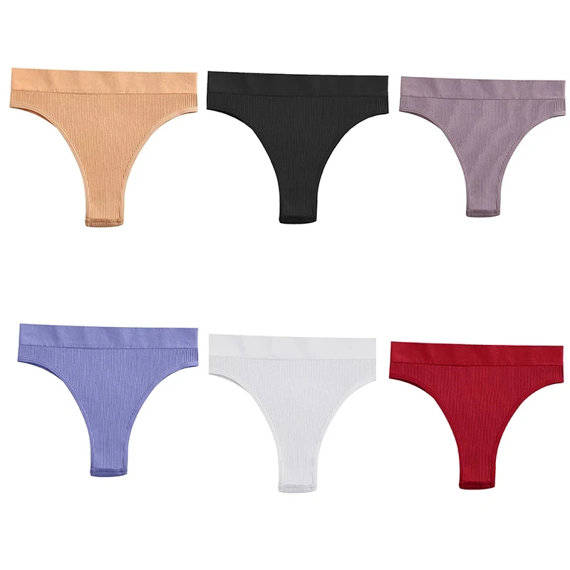 2021 Seamless High Waisted Thongs Woman Sexy Women\'s Panties Comfortable Briefs Intimates Sexy Lingerie T-Back Pantys 2pcs/set