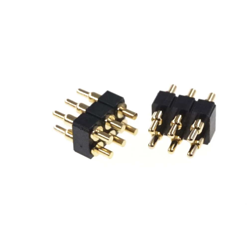 2 Pcs Spring Loaded Pogo Pin Connector 6 Position 2x3 Pitch 2.54 Grid Dual Row 7.0 MM Height Through Holes PCB DIP