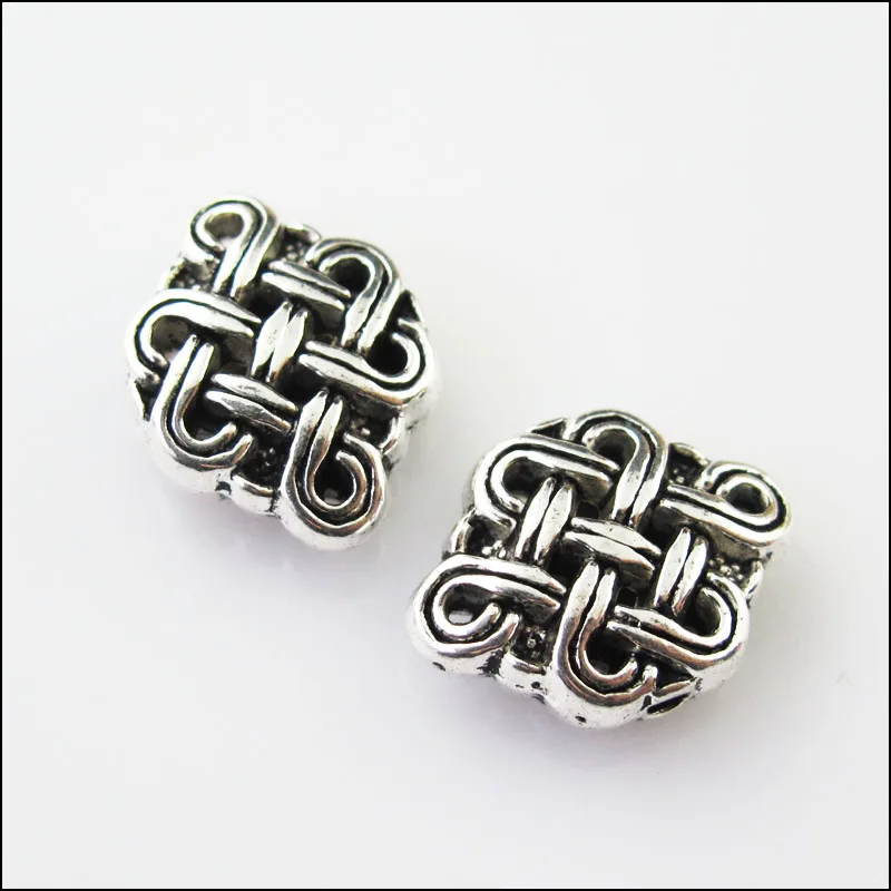 10 New Oval Chinese Knot Charms Tibetan Silver Tone Spacer Beads 12x16mm