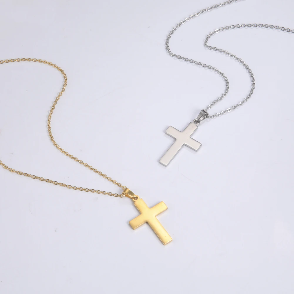 Cazador Classic Jesus Cross Pendant Necklaces for Women Stainless Steel Gold Color Chain Necklaces Religious Jewelry Wholesale