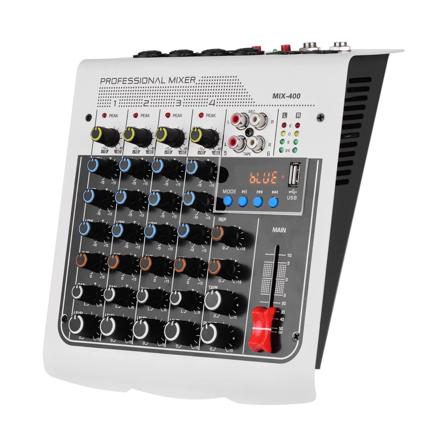 6 Channel MIX-400 Wireless Professional Audio Mixer Live Studio Power Mixing Amplifier Mixing Console USB MP3 Computer Input 48V