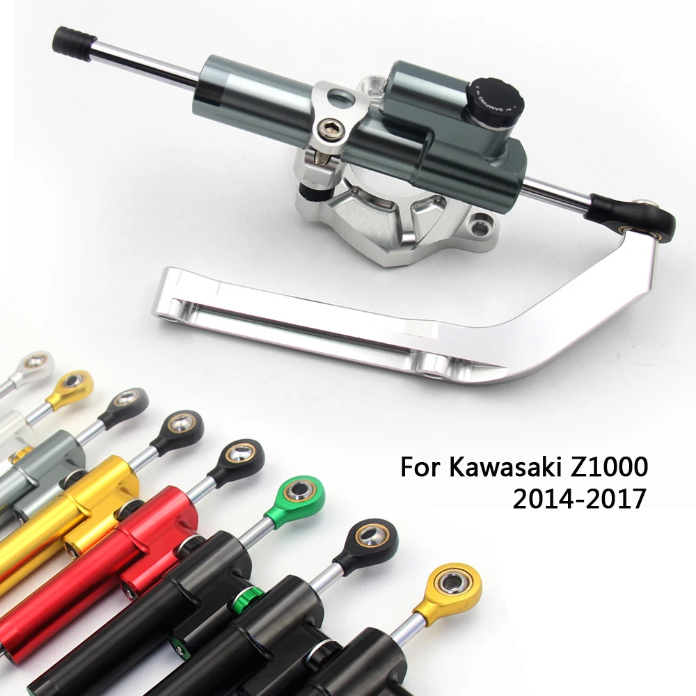 

CNC Adjustable Motorcycle Linear Reversed Steering Damper with bracket Support For Kawasaki Z1000 Z 1000 2014-2017 2016 2015