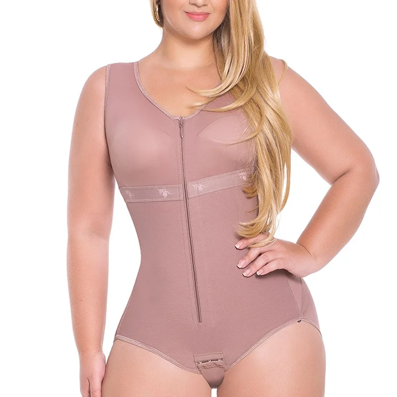 Women Tummy Control Shapewear Full Body Shaper Postpartum Open Crotch Fajas Flatten Abdomen Bodysuit