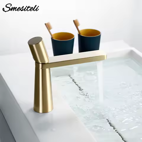 Brass Basin Bathroom Sink Faucet Single Hole Single Handle Hot And Cold Water Deck Mounted Mixer Tap Smesiteli