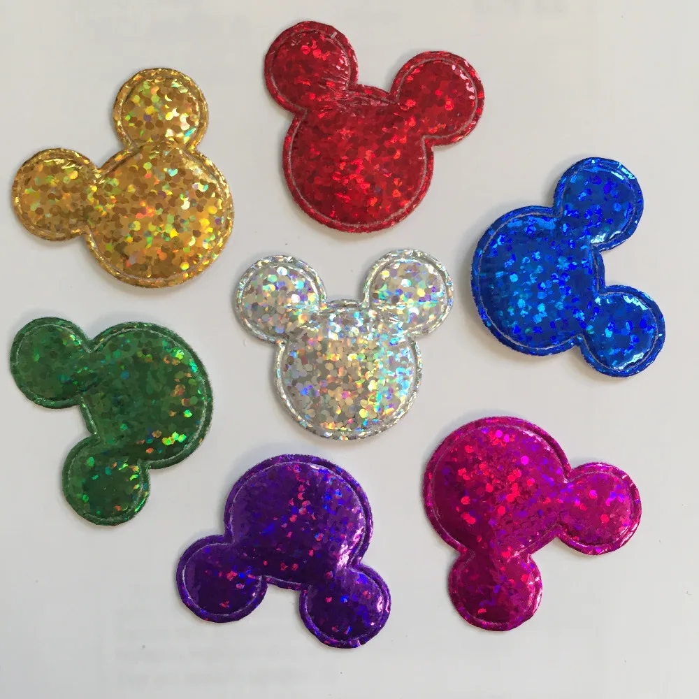 30mm Padded Pretty Flashing Mouse Patches Scrapbooking Craft  Appliques for Clothing DIY Crafts XA63A