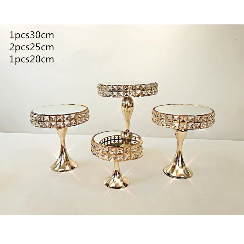 New  Gold Crystal cake stand set Electroplating Gold Mirror Face Wedding Party Table Candy Bar Weedingt  Decorating Tools