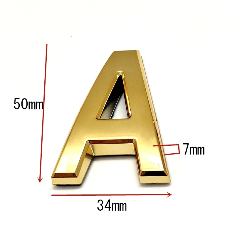 Door Plate Golden Color House Number 5CM Decorative Letters & Numbers Customized ABS Plastic Mailbox Address Sticker Label Sign