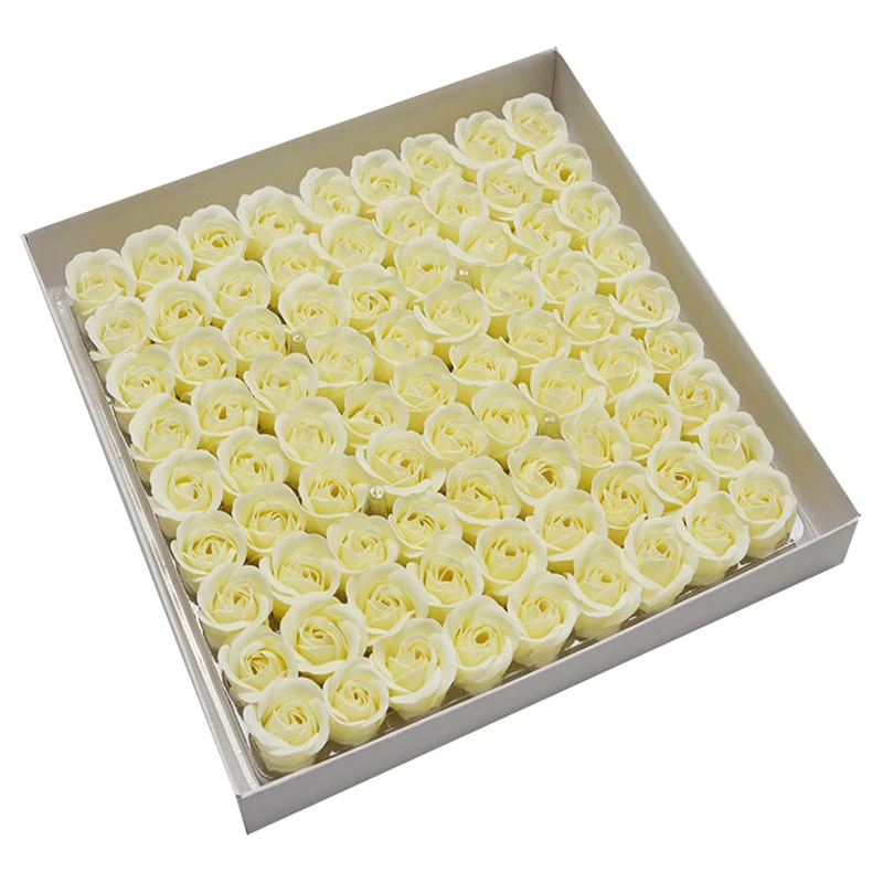 81pcs Three-Layer No Flower Base Rose Soap Flower Head Decoration Flower Box Wedding Bouquet Valentine'S Day Artificial Flower