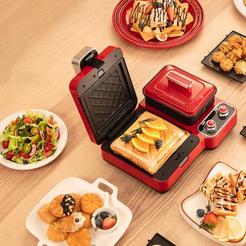 

1200W Electric Waffle Sandwich Makers Breakfast Machine Multifuctioinal Different Baking Plates Timing Control Heating Toast MB8