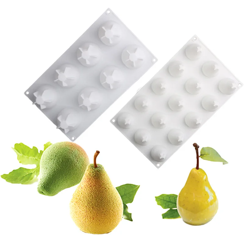 Pear Shape Silicone Cake Mold, Mousse Dessert Mould, Fruit Ice Cream Chocolate Pastry Molds, Bakeware Tool, 8 Holes, 15 Holes