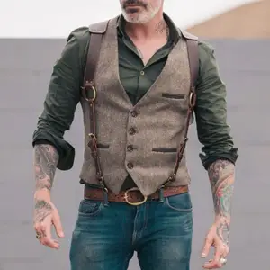 Men s Suit Vest Blue Single Breasted Woolen Blended Mens Vest Denim Jeans Waistcoat Jacket Slim Fit Casual Formal Business AliExpress 200000343