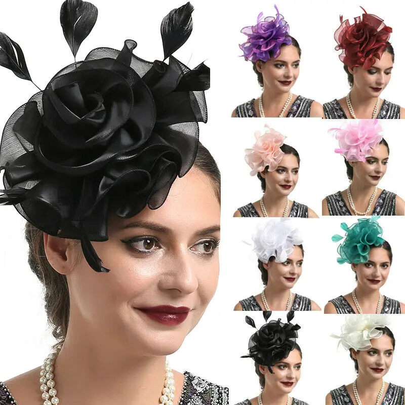 Fashion Feather Mesh Fascinator Hat Hair Clip Women Cocktail Wedding Party Bridal Hat Fascinator Ladies Dress Hair Headband