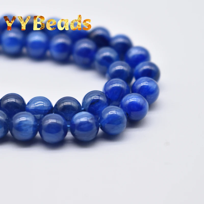 5A Natural Mineral Stone Natural Blue Kyanite Gem Stone Beads Smooth Loose Charms Beads For Jewelry Making Necklaces 15