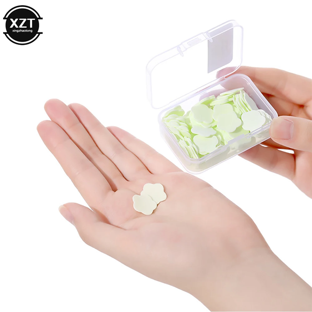 100Pcs/Box portable Skin friendly fresh hand washing toilet soap Slice Disposable petal soaps flakes household for Girls/travel