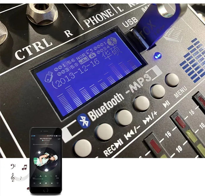 TKG 99 تأثيرات برامج بلوتوث MP3 dj نظام الصوت 20 قنوات usb جهاز مزج الصوت المهنية خلط وحدة التحكم