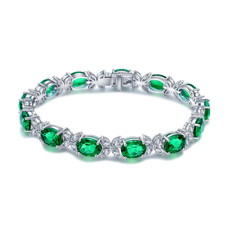 Pirmiana  Customized Design 18cm 18k White Gold Lab Grown Emerald Luxury Bracelet High Fine Jewelry Women