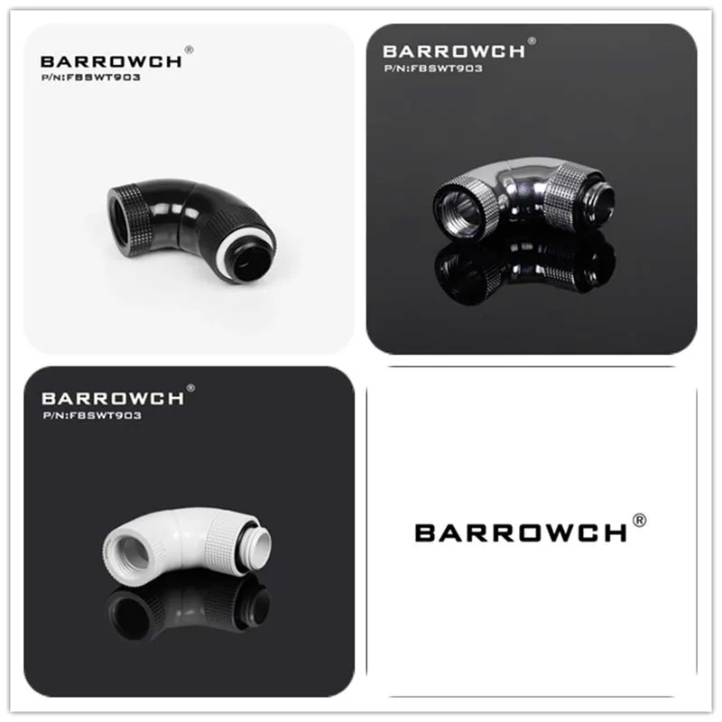 

Barrowch PC water cooling Rotary Fittings G1/4 tube connector 90 degree 3-way Adapter water cooler FBSWT903