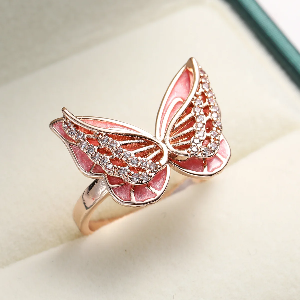 Rose Gold Flame Angel Wings Ring Micro Pave Zircon S925 Silver Rings for Women Fashion Party Ring Jewelry Bague Femme Gifts