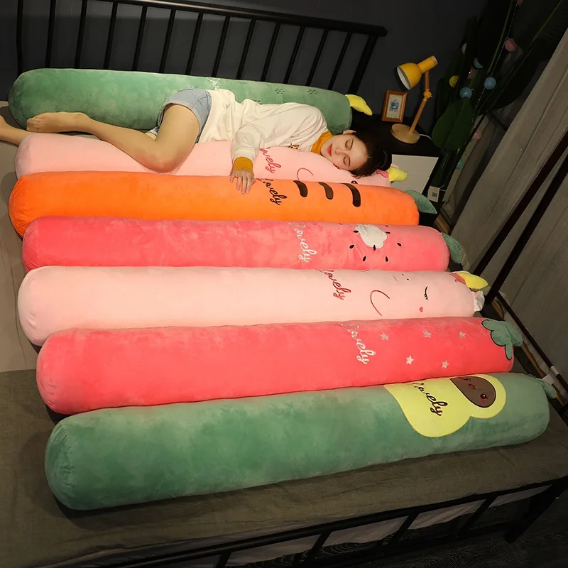 110-160CM Fruits Plush Long Pillow Vegetables Strawberry Carrot Watermelon Soft Stuffed Animals Unicorn Dolls Sofa Seat Cushions